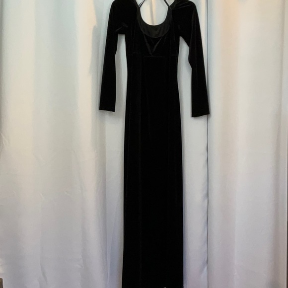 Vintage Scott McClintock TALL Black Velvet Long Sleeve Maxi Dress Women Size 14 - Picture 9 of 10